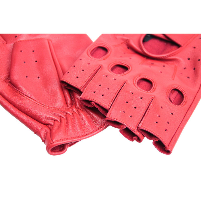 Swift racing fingerless leather gloves red