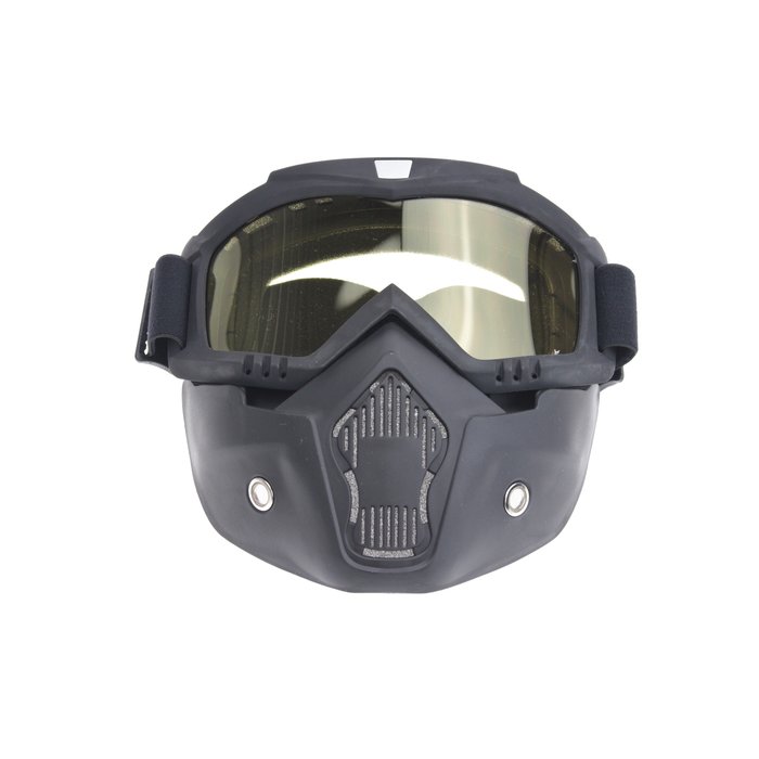 Black goggle mask - geel lens | helm masker