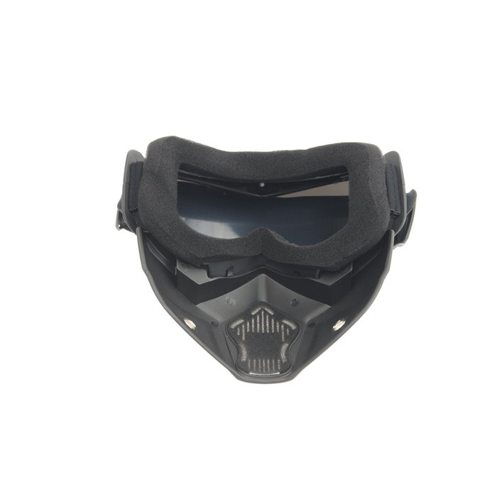 Schwarze Brillenmaske - reflektierend Silber | Helmmaske