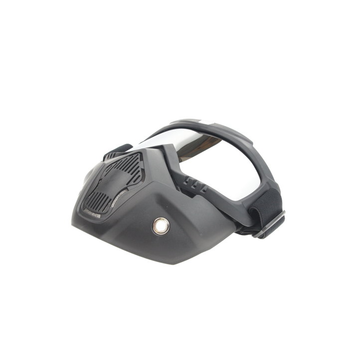 Schwarze Brillenmaske - reflektierend Silber | Helmmaske