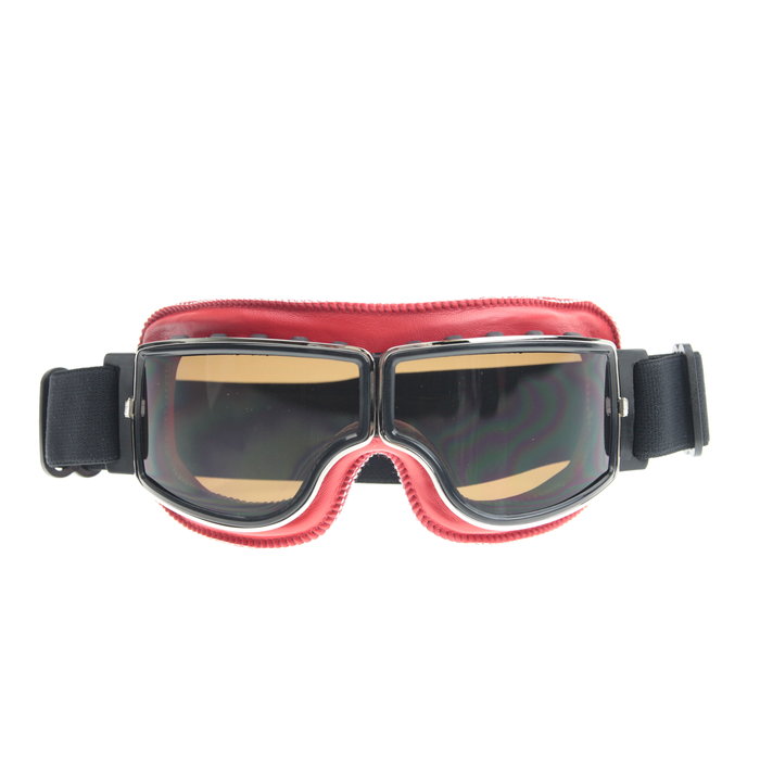 CRG rote Leder Cruiser Motorradbrille
