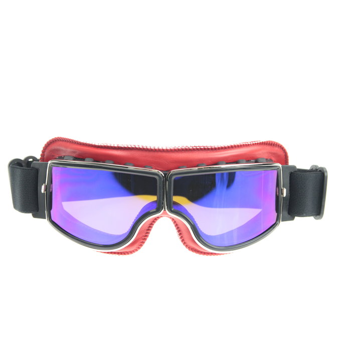 CRG rote Leder Cruiser Motorradbrille