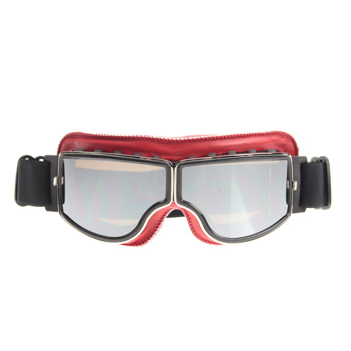 CRG rote Leder Cruiser Motorradbrille