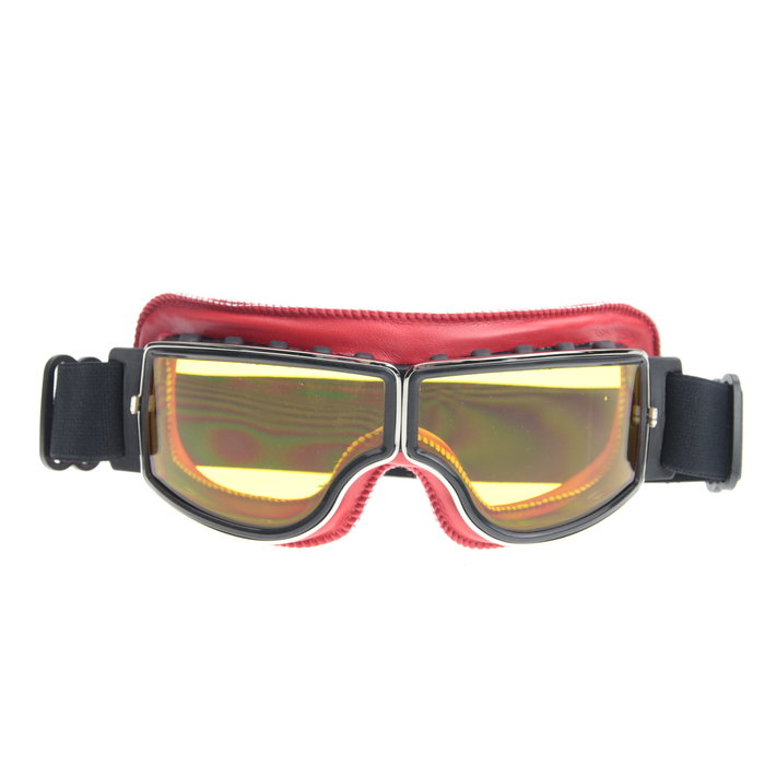 CRG rote Leder Cruiser Motorradbrille