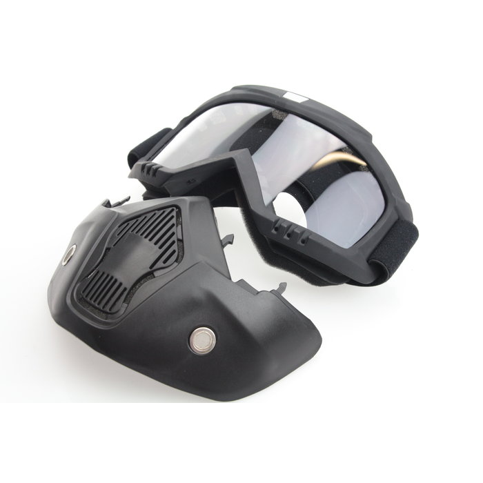 Schwarze Brillenmaske - Klar | Helmmaske