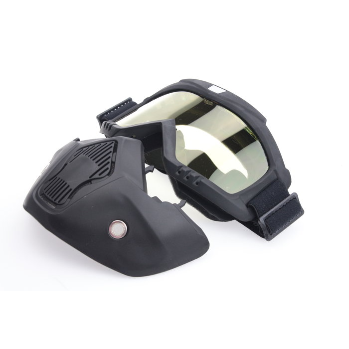 Black goggle mask - geel lens | helm masker