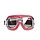 Retro Chrom-Motorradbrille rotes Leder