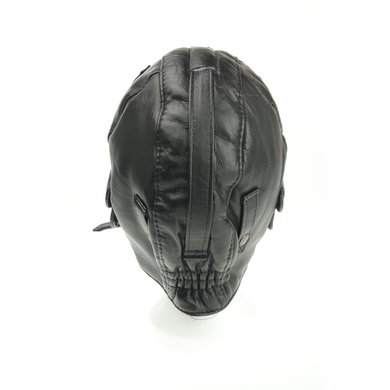 Black leather pilot hat with motor goggles