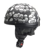 Chopper half helmet matt black multi skull