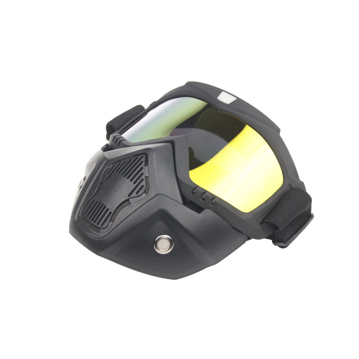 Black goggle mask - gold mirror lens