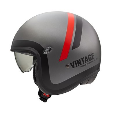 Premier vintage evo DO17 BM jet helmet | matt grey-red-black