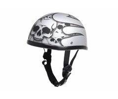 burning skull matt silver helmet | size L