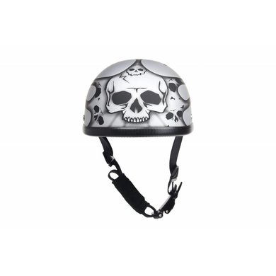 burning skull matt silver chopper helmet