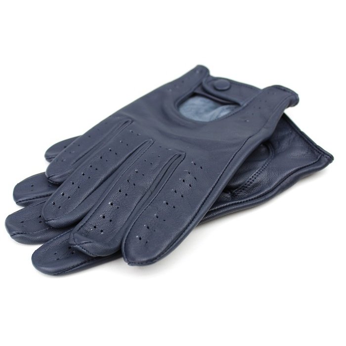 Swift Retro Racing Autofahrer handschuhe Blau Leder
