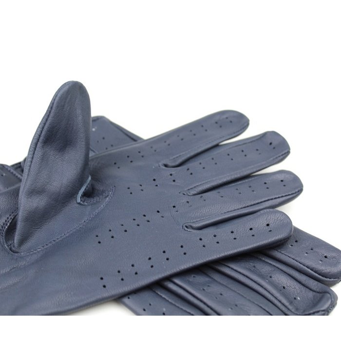 Swift Retro Racing Autofahrer handschuhe Blau Leder