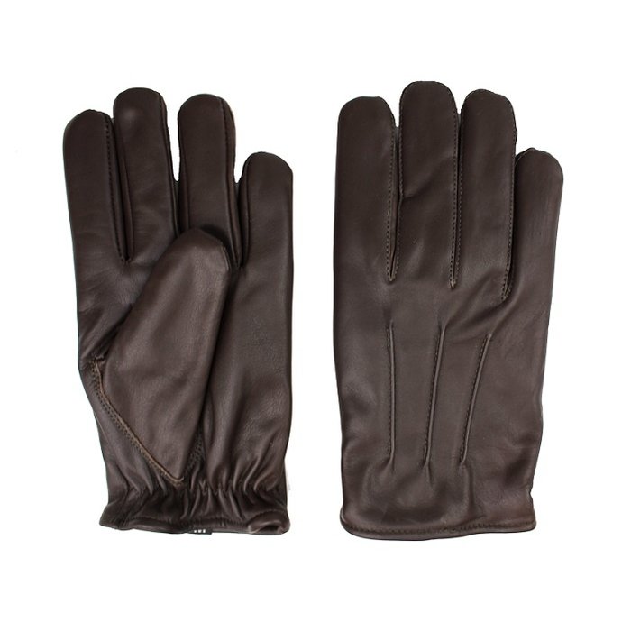Swift classic fleece dark brown leather gloves