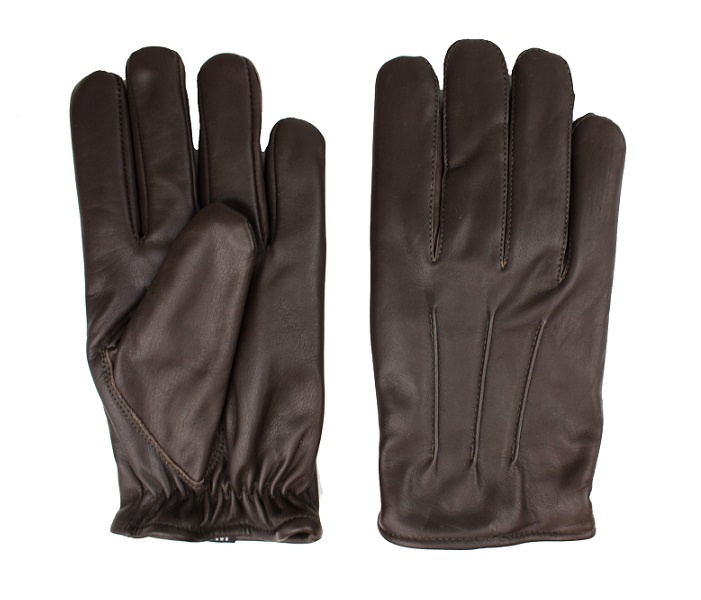 Swift classic fleece dark brown leather gloves