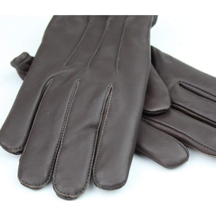 Swift classic fleece dark brown leather gloves