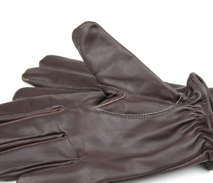 Swift classic fleece dark brown leather gloves