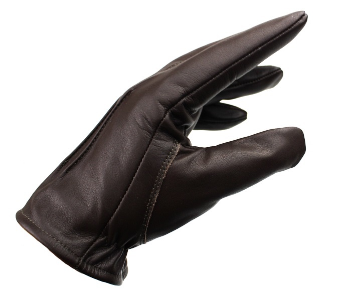 Swift classic fleece dark brown leather gloves