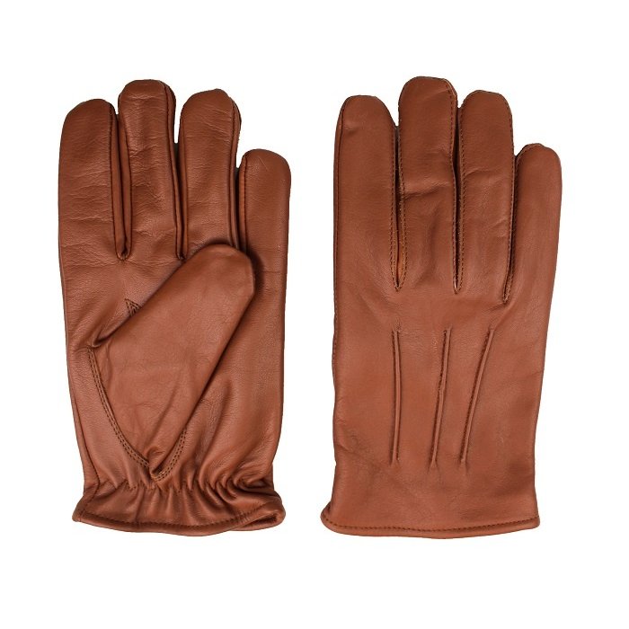 Swift classic fleece nappa brown leather gloves