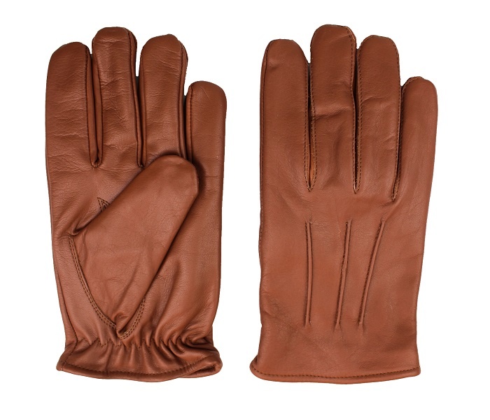 Swift classic fleece nappa brown leather gloves