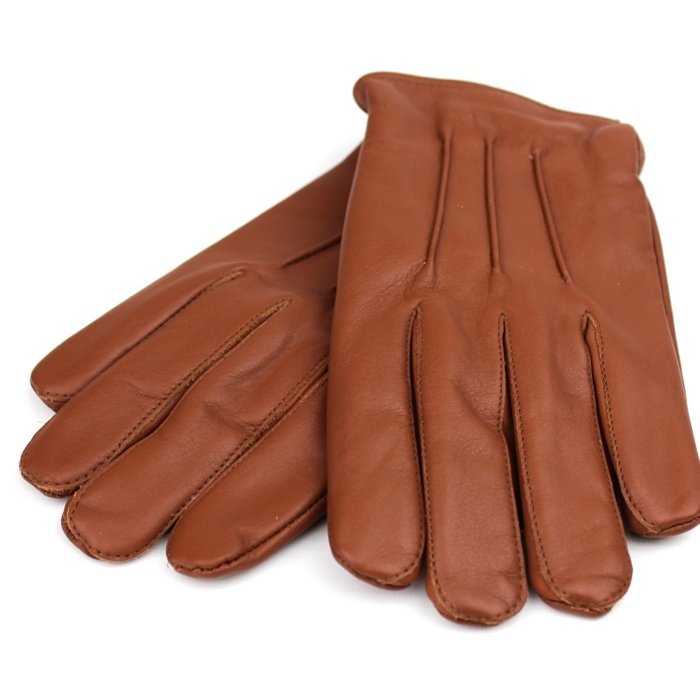 Swift classic fleece nappa brown leather gloves
