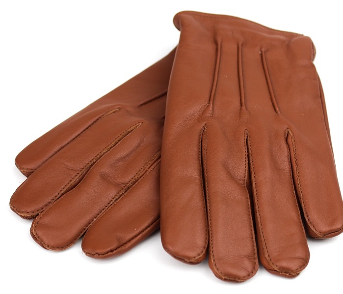 Swift classic fleece nappa brown leather gloves