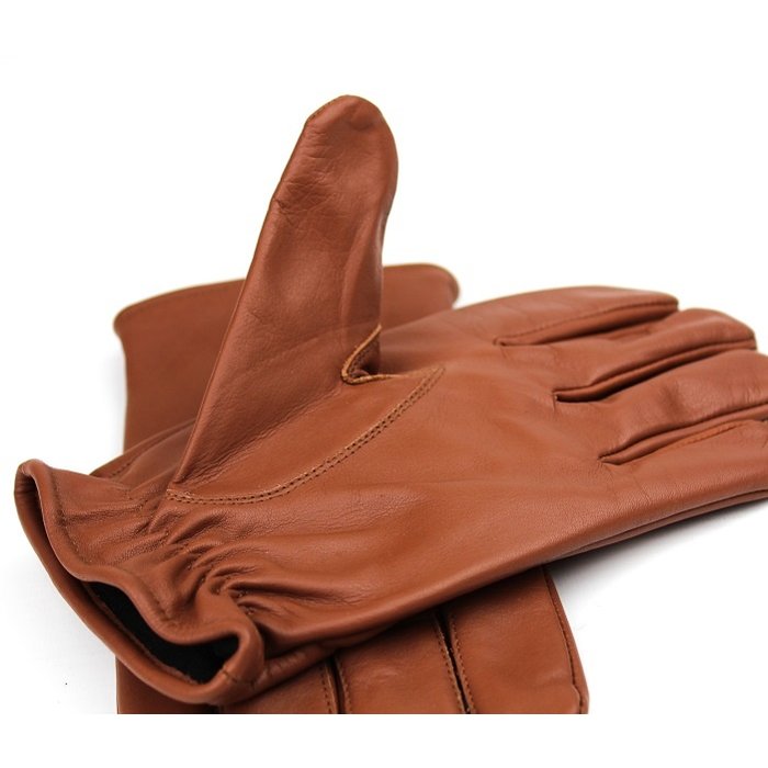 Swift classic fleece nappa brown leather gloves