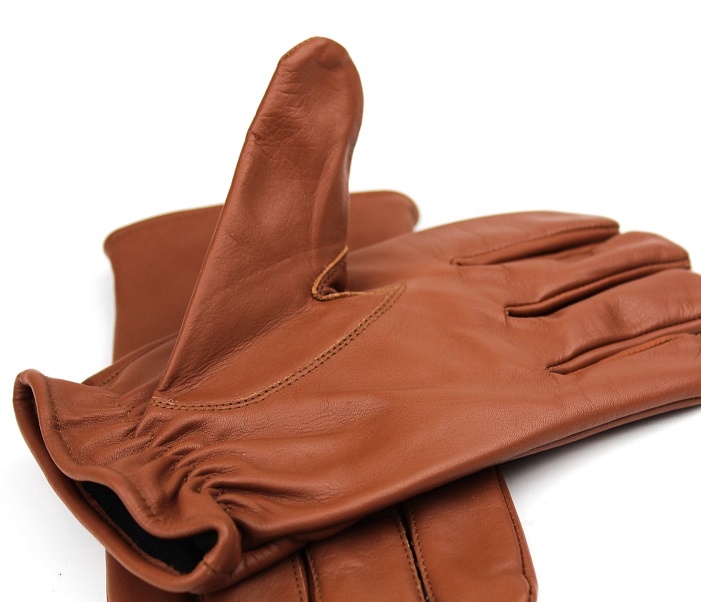 Swift classic fleece nappa brown leather gloves