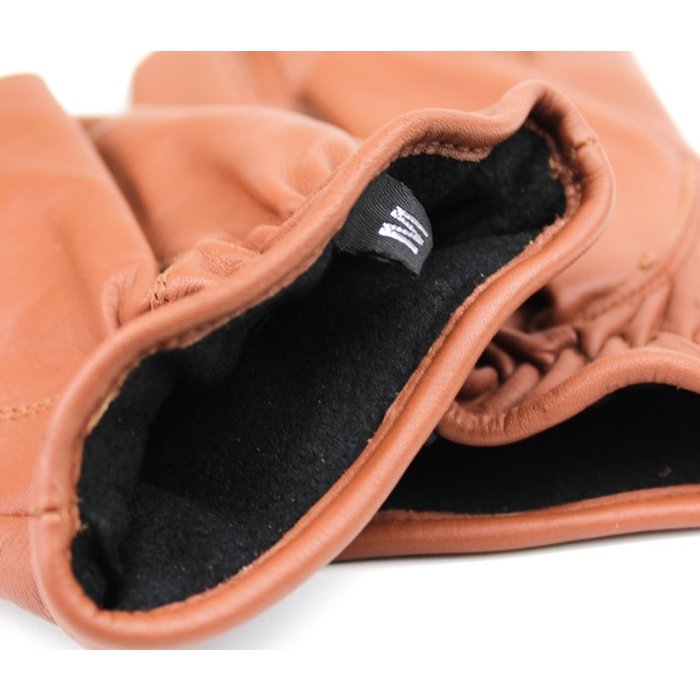 Swift classic fleece nappa brown leather gloves