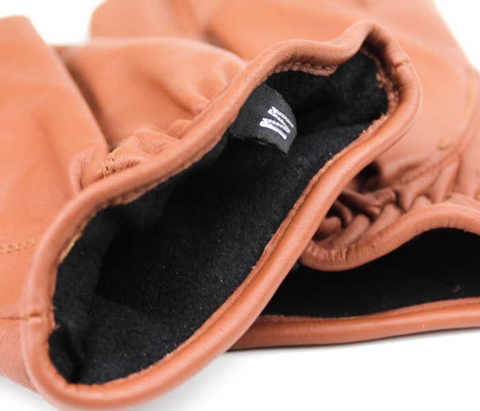 Swift classic fleece nappa brown leather gloves