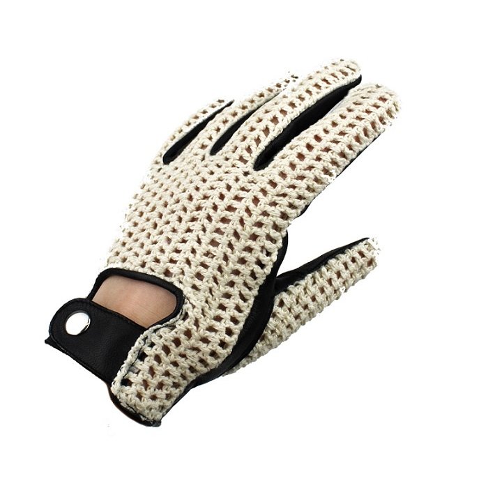 Swift Vintage Crochet-Leder Autofahrer handschuhe schwarz