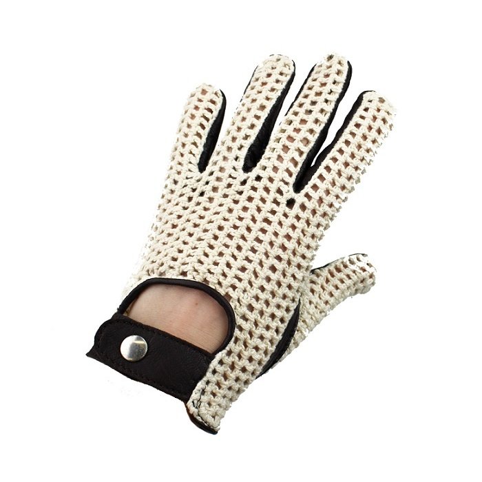 Swift vintage crochet leren handschoenen donkerbruin