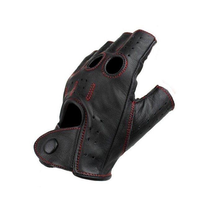 Swift racing fingerless leather gloves black-red