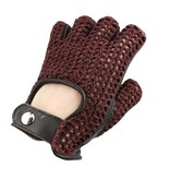 Swift vintage vingerloze crochet leren handschoenen zwart-bruin
