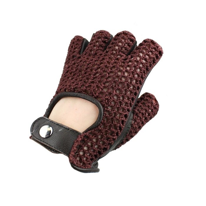 Swift Vintage Crochet fingerlose Autofahrerhandschuhe braun