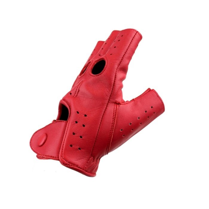 Swift racing fingerless leather gloves red