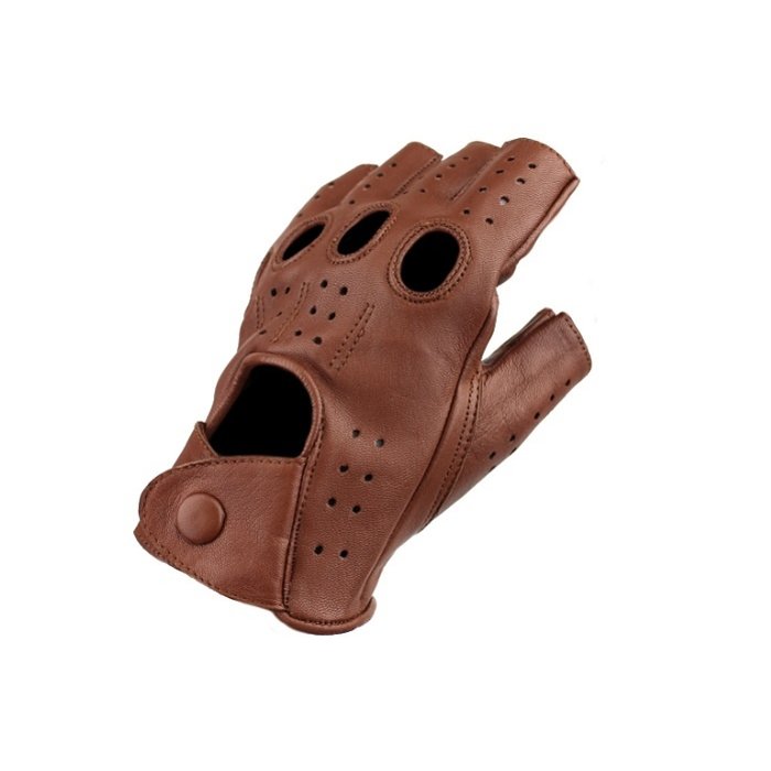 Swift racing fingerless leather gloves nappa brown