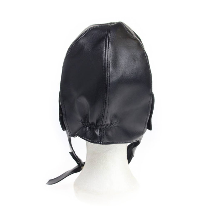 Black aviator hat with motor goggles