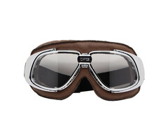 CRG chrome, brown leather motor goggles