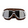 chrome, brown leather motor goggles