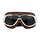 Chrom-Motorradbrille braunes Leder