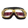 Ediors retro goud, zwart leren motorbril