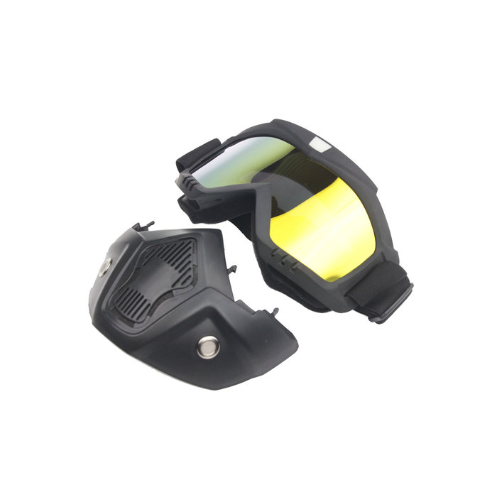 Black goggle mask - gold mirror lens