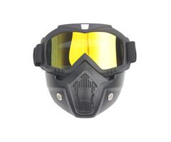 Schwarze Brillenmaske - reflektierend Gold | Helmmaske