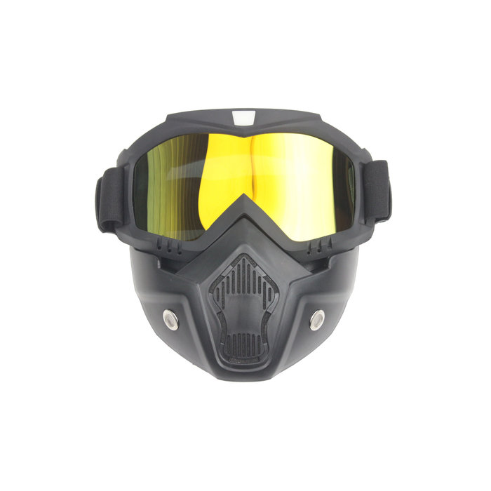 Black goggle mask - gold mirror lens