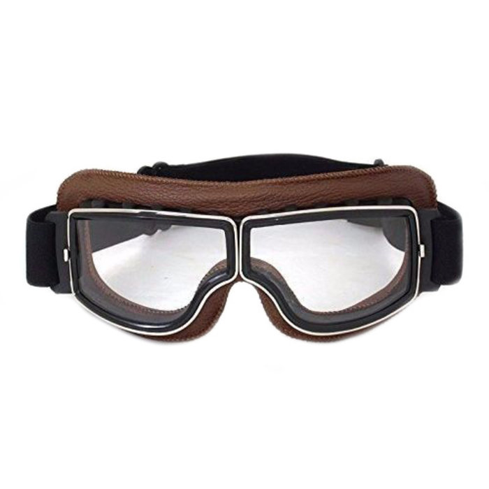CRG braune Leder Cruiser Motorradbrille