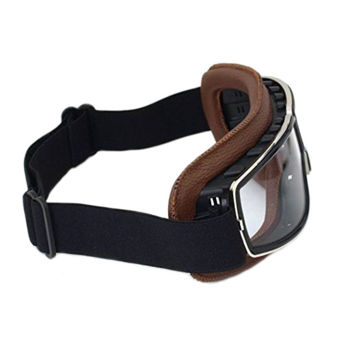 CRG braune Leder Cruiser Motorradbrille