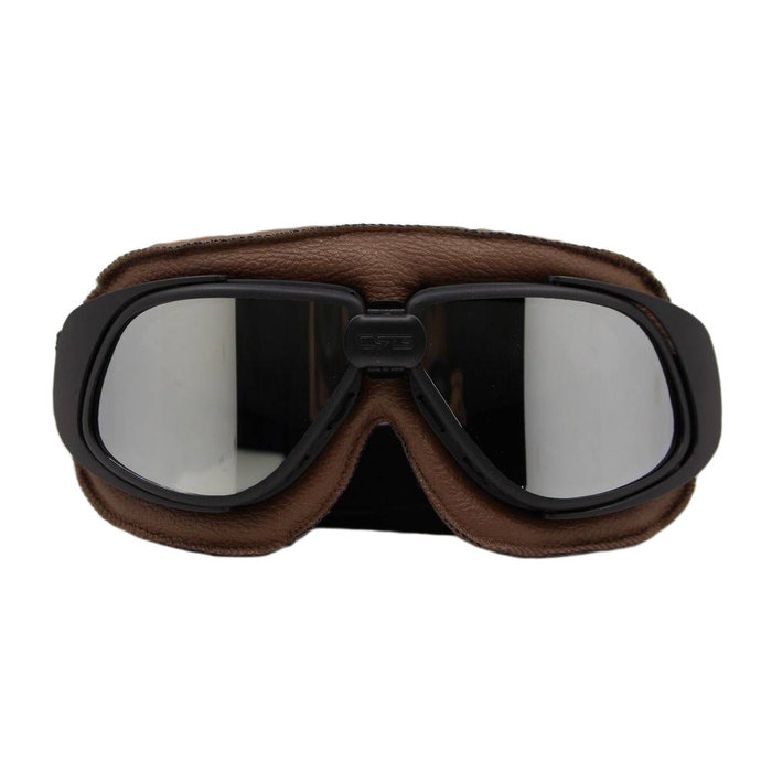 CRG retro, bruin leren motorbril